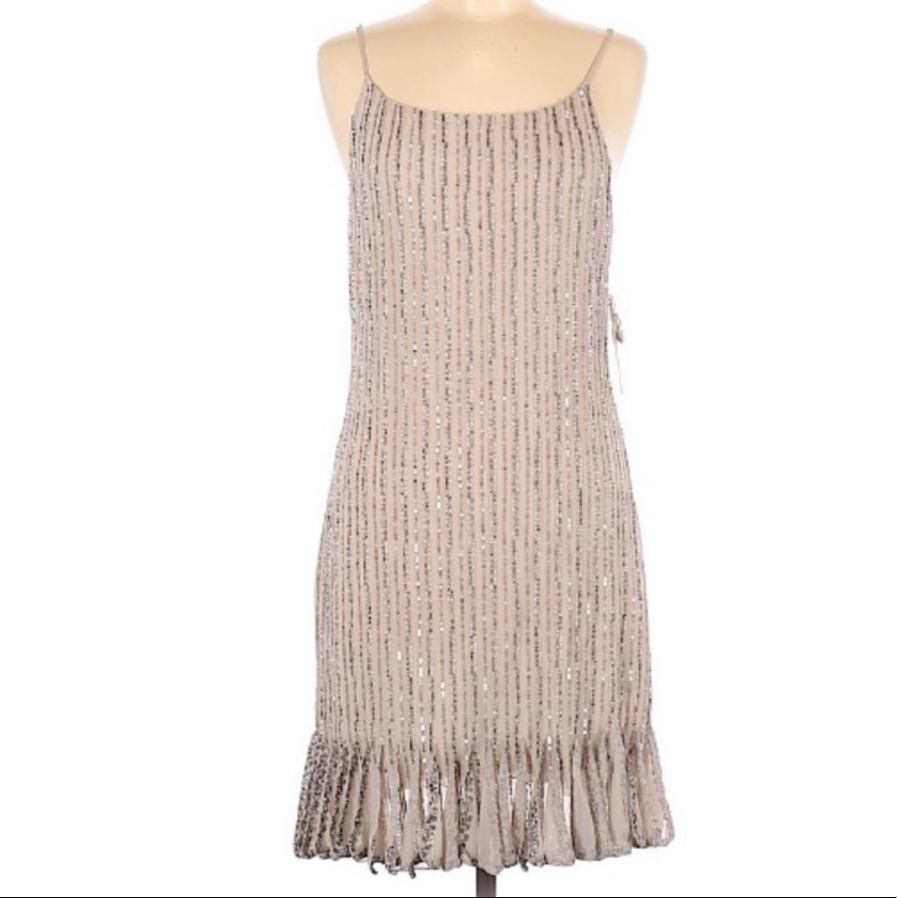Alice + Olivia beaded tan dress